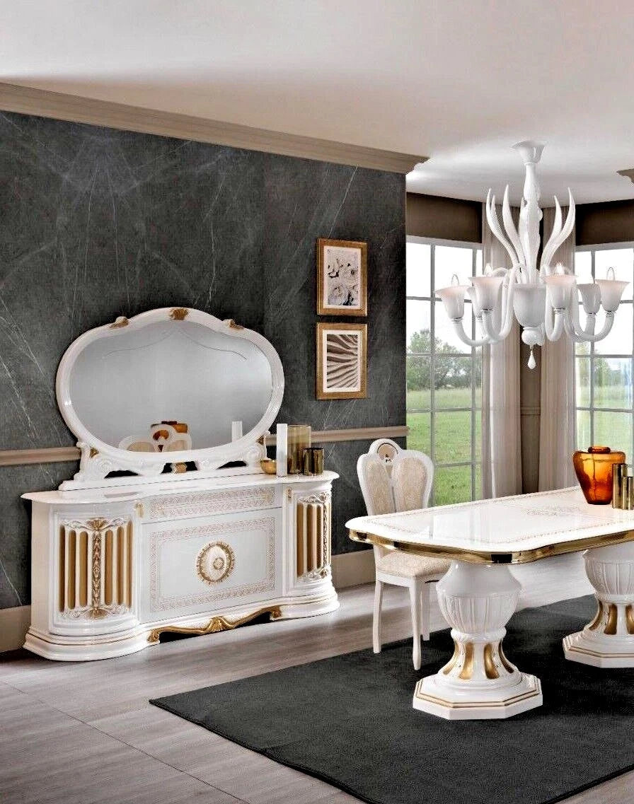 Betty Italian 4 Door Beige, White Or Black Buffet Unit + Large Mirror XMAS OFFER