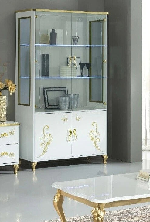 Sofia Italian White/Gold Coffee Table,TV, 1 / 2 Doors Italian Furniture Ben Comp