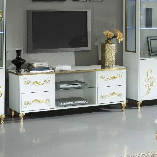 Sofia Italian White/Gold Coffee Table,TV, 1 / 2 Doors Italian Furniture Ben Comp