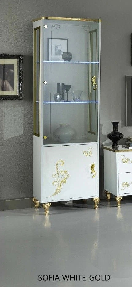 Sofia Italian White/Gold Coffee Table,TV, 1 / 2 Doors Italian Furniture Ben Comp
