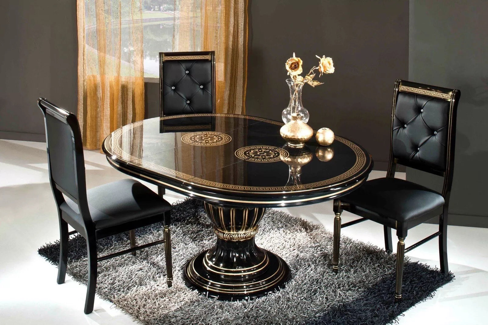 Rosella Versa Design ITALIAN Black and Gold Corner Vitrine Cabinet H2O Design