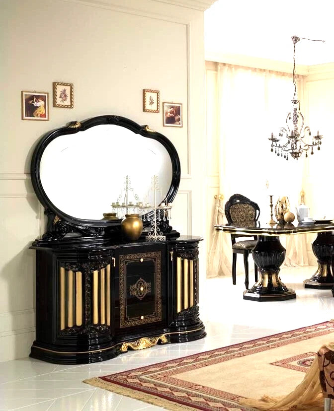 Betty Italian High Gloss 3 Door Sideboard Buffet With Mirror Ben Company