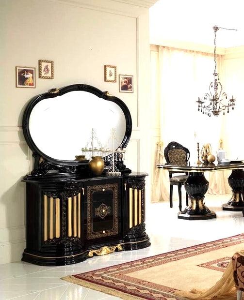 Betty Italian High Gloss 3 Door Sideboard Buffet With Mirror Ben Company