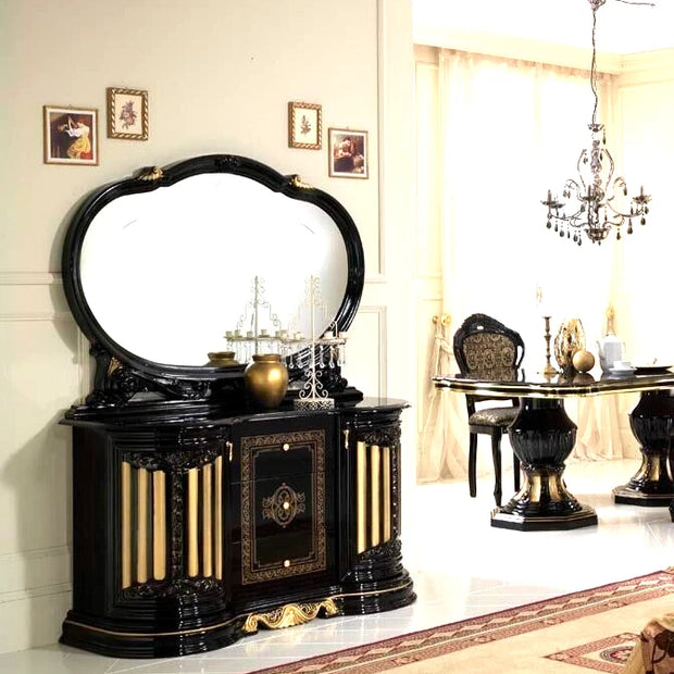 Betty Italian High Gloss 3 Door Sideboard Buffet With Mirror Ben Company