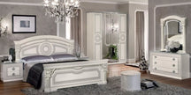 Aida Original High Lacquer Italian 4Doors White-Silver Bedroom Set Camel Group