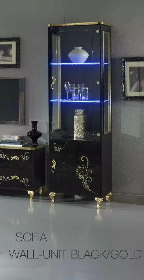 Sofia Italian Black/Gold C/Table,TV, 1 or 2 Doors Italian Furniture Ben Comp