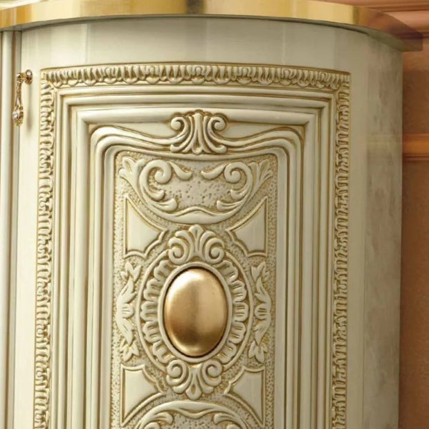 Leonardo IVORY/GOLD High Gloss Finish Italian Corner Cabinet BY CAMLE GROUP