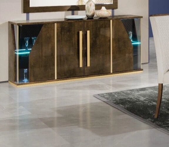 New Modern Desire Italian 2 Door cabinet In Bronze & Gold Finish H2O Design