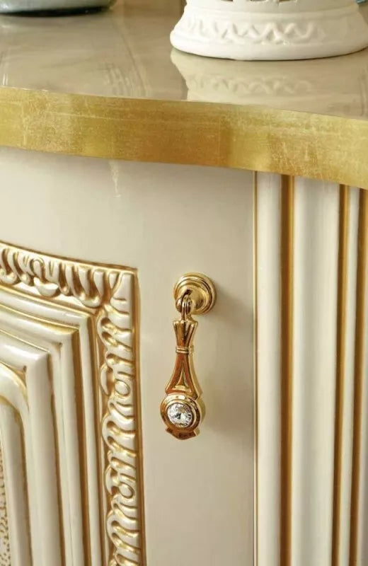 Leonardo IVORY/GOLD High Gloss Finish Italian Corner Cabinet BY CAMLE GROUP
