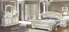 Aida Original High Lacquer Italian 4Doors White-Silver Bedroom Set Camel Group