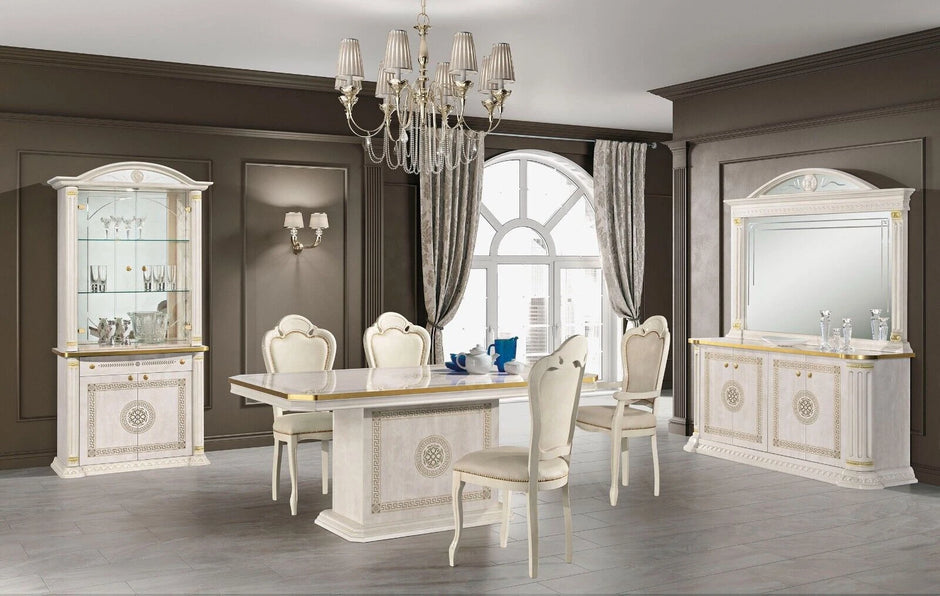 Aurora Versa Design Italian Large Ext-Dining + 6 Chairs Cream by H2O Design