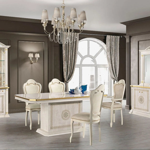 Aurora Versa Design Italian Large Ext-Dining + 6 Chairs Cream by H2O Design