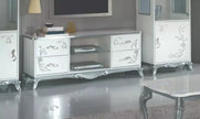 Daniela Italian White/Silver TV Unit Modern Luxury Italian Furniture Ben Company