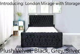 London Ottoman Storage Plush Velvet Mirror Headboard + USB Charging Port