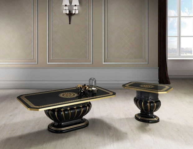 NEW ROSELLA VERSA DESIGN ITALIAN HIGH GLOSS BLACK & GOLD COFFEE TABLE H2O DESIGN
