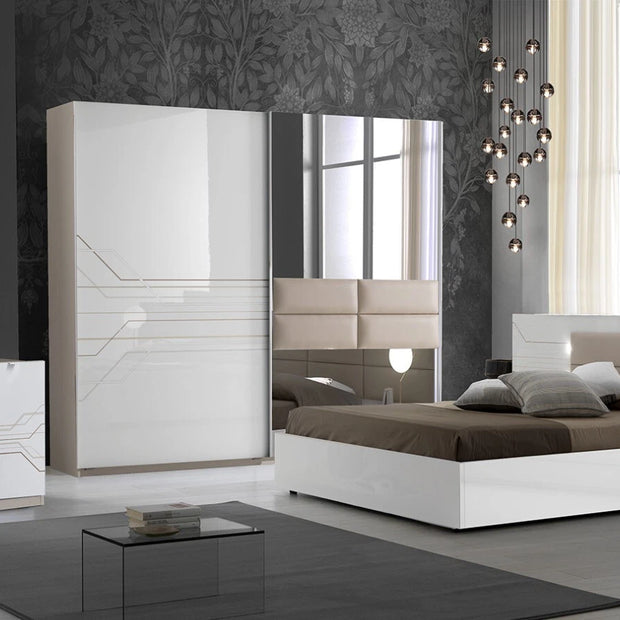 Beautiful SVETLANA Italian Bedroom Set Beige with (LARGE SLIDING WARDROBE)