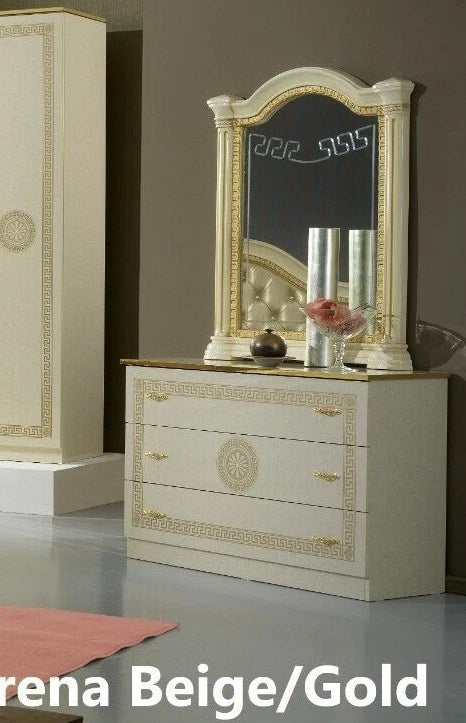 New Serena Leather Headboard Italian Bedroom Set with Dresser+Mirror+2xBedside