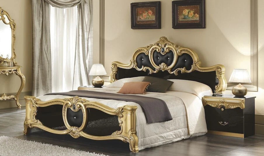 Borocco Luxury Italian 4 Doors Bedroom Set In Black & Gold by Camel Group Italy