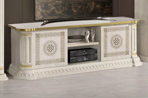 Aurora Italian H-Glossy Large Plasma TV Cabinet Beige/Gold Classic H2O Design