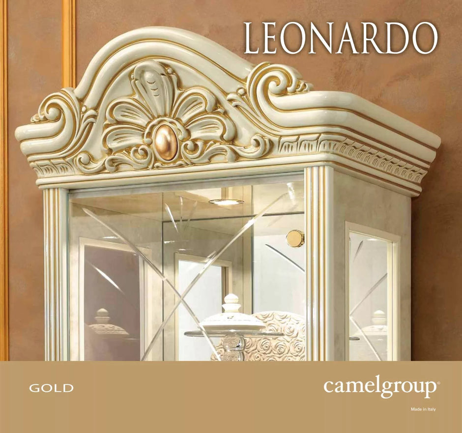 Leonardo High gloss Ivory & Gold Finish Italian TV Cabinet by Camel Group Italy