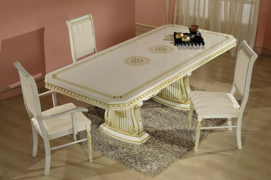 Rosella Italian Large Ext-Dining table with 6 Eco Leather chairs by H2O Design