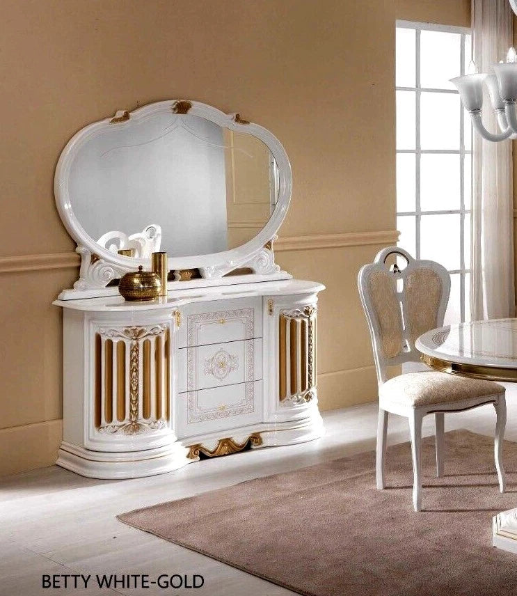 Betty Italian High Gloss 3 Door Sideboard Buffet With Mirror Ben Company