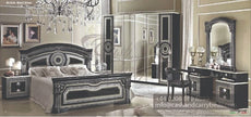 Aida Original High Lacquer Italian 4Doors Black-Silver Bedroom Set Camel Group