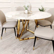 Nero Luxury Italian 1.3m Round White Marble Stone Gold Dining Table
