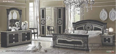 Aida Original High Lacquer Italian 4Doors Black-Silver Bedroom Set Camel Group