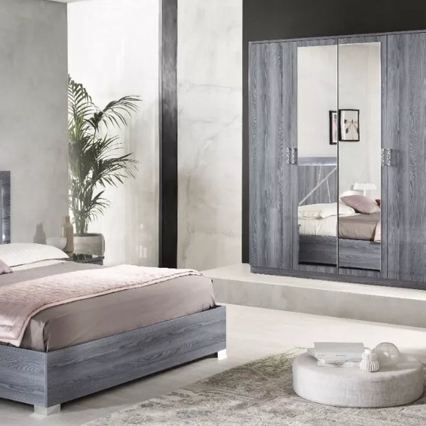 New Nicole Grey High Gloss Luxury Italian Bedroom Set BY BEN COMPANY ITALY