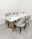 Lucien 1.8 Gold Legs Dining Table with Pandora Gold Sintered Stone Top 2023 NEW