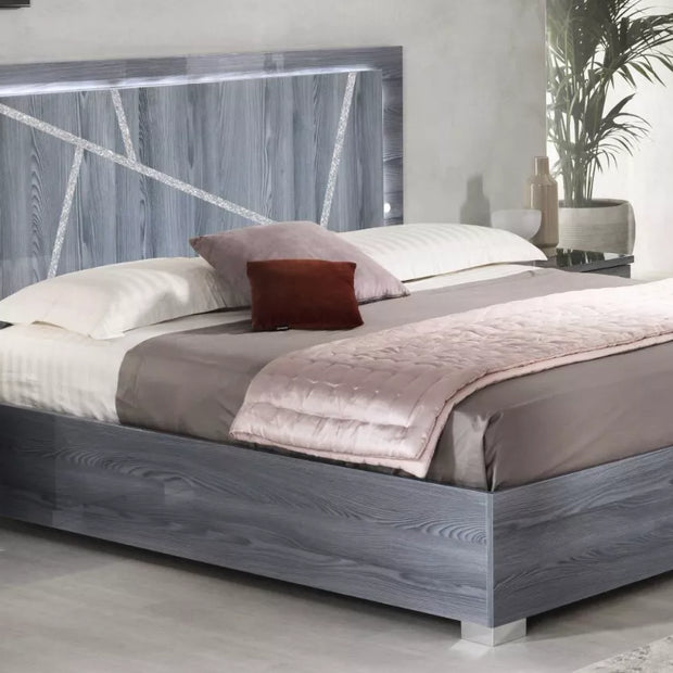 New Nicole Grey High Gloss Luxury Italian Bedroom Set BY BEN COMPANY ITALY