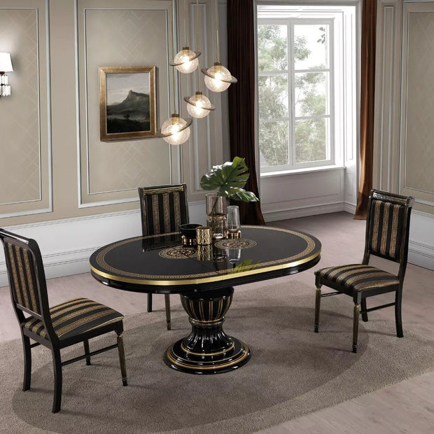 New Design Rosella Italian dining table Black/Gold With 4xChairs by H2O Design