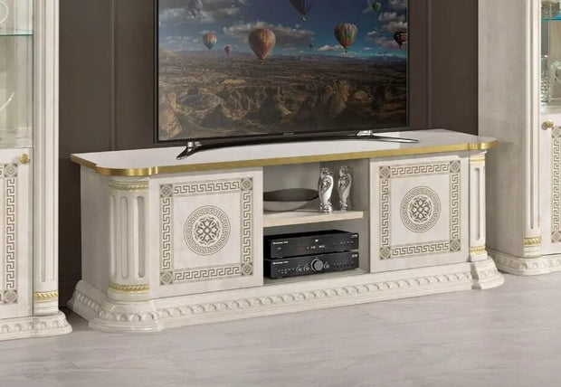AURORA ITALIAN HIGH GLOSS BEIGE & GOLD LARGE TV UNIT BY H2O CLASSIC DESIGN £679