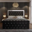London Ottoman Storage Plush Velvet Mirror Headboard + USB Charging Port
