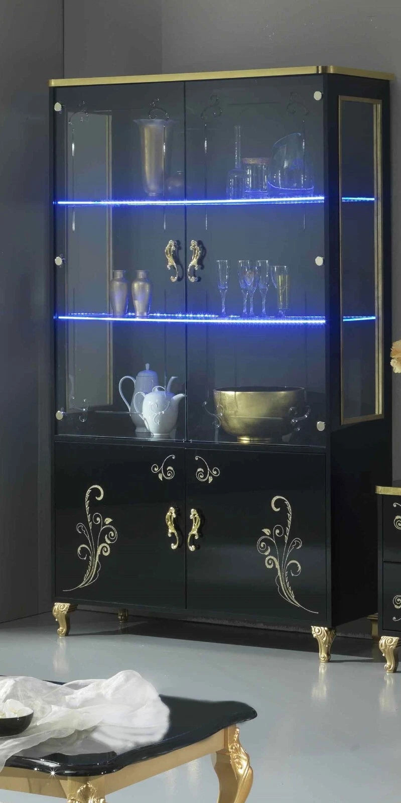 Sofia Italian Black/Gold C/Table,TV, 1 or 2 Doors Italian Furniture Ben Comp
