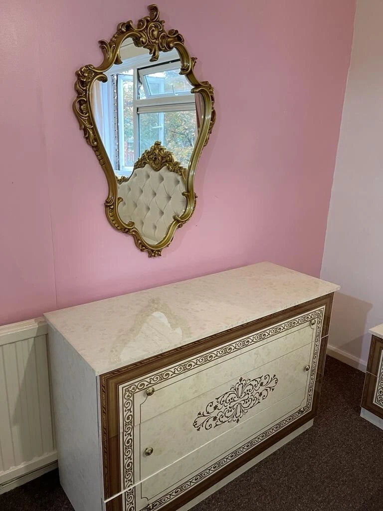 Luxury Anette Italian Superking High Gloss Bedroom Set with 6 Doors Wardrobe