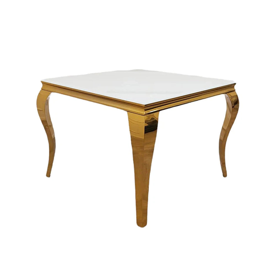 Louis Luxury Italian 1m 1.4m 1.6m 1.8m 2m White Glass Gold Dining Table