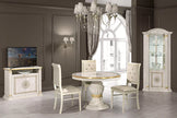 Aurora Versa Design Italian Beige /Gold Oval Ext-Dining Set + 4 Chairs H2O Design