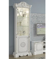 Greta Stunning Italian High Gloss Single Doors Vitrine/Cabinet White/silver