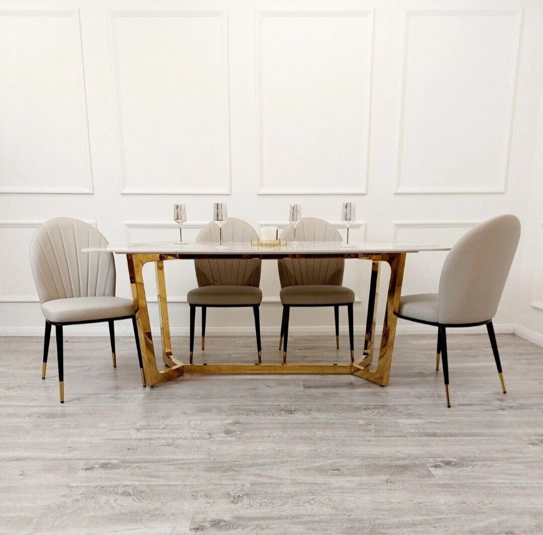 Lucien 1.8 Gold Legs Dining Table with Pandora Gold Sintered Stone Top 2023 NEW
