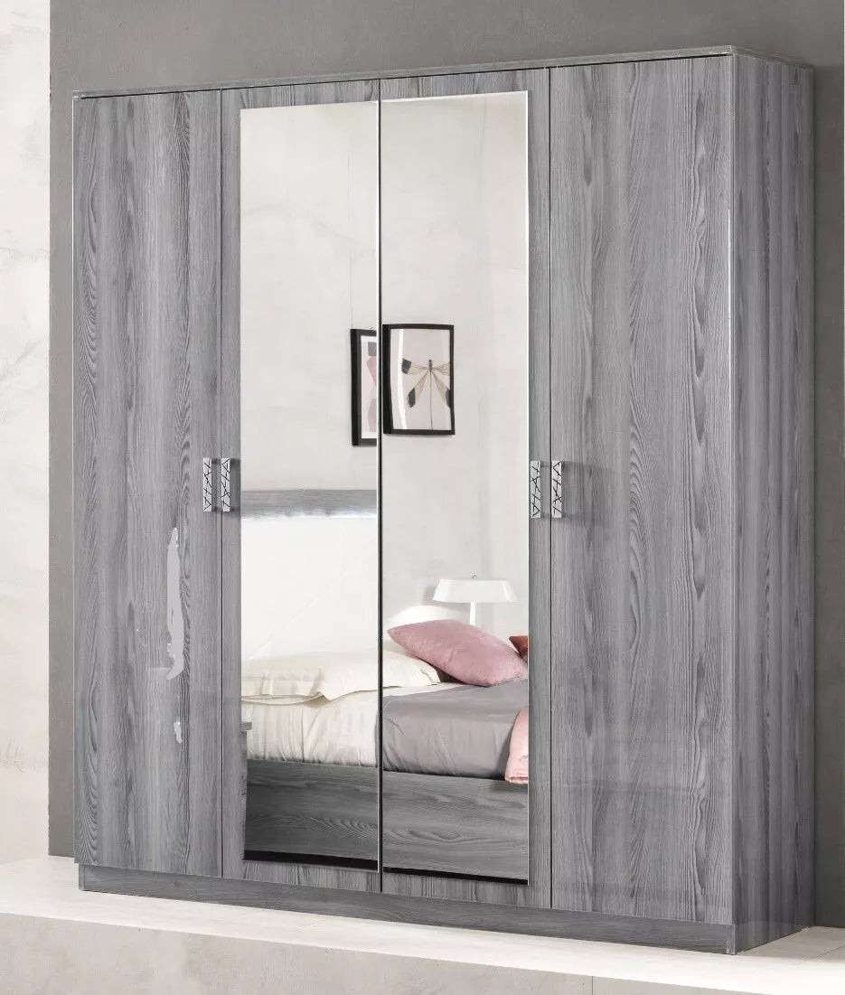 New Nicole Grey High Gloss Luxury Italian Bedroom Set BY BEN COMPANY ITALY