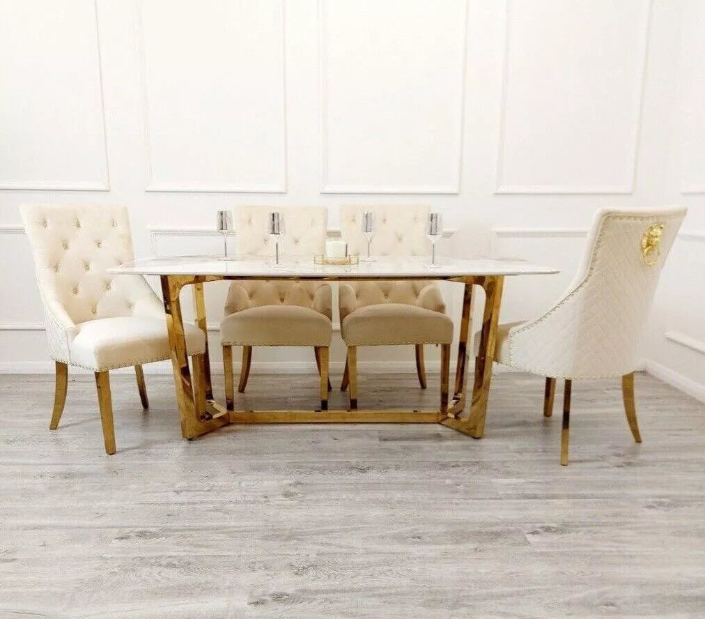 Lucien 1.8 Gold Legs Dining Table with Pandora Gold Sintered Stone Top 2023 NEW
