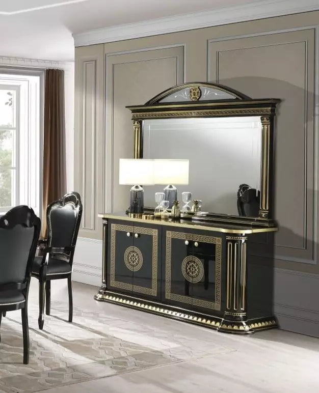 New Design Rosella Italian H-Gloss Black/Gold Buffet Sideboard Unit H2O Design