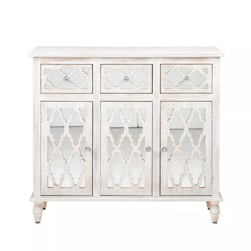 Hampton Beach 3 Drawer 3 Door Wood Small Sideboard Cabinet