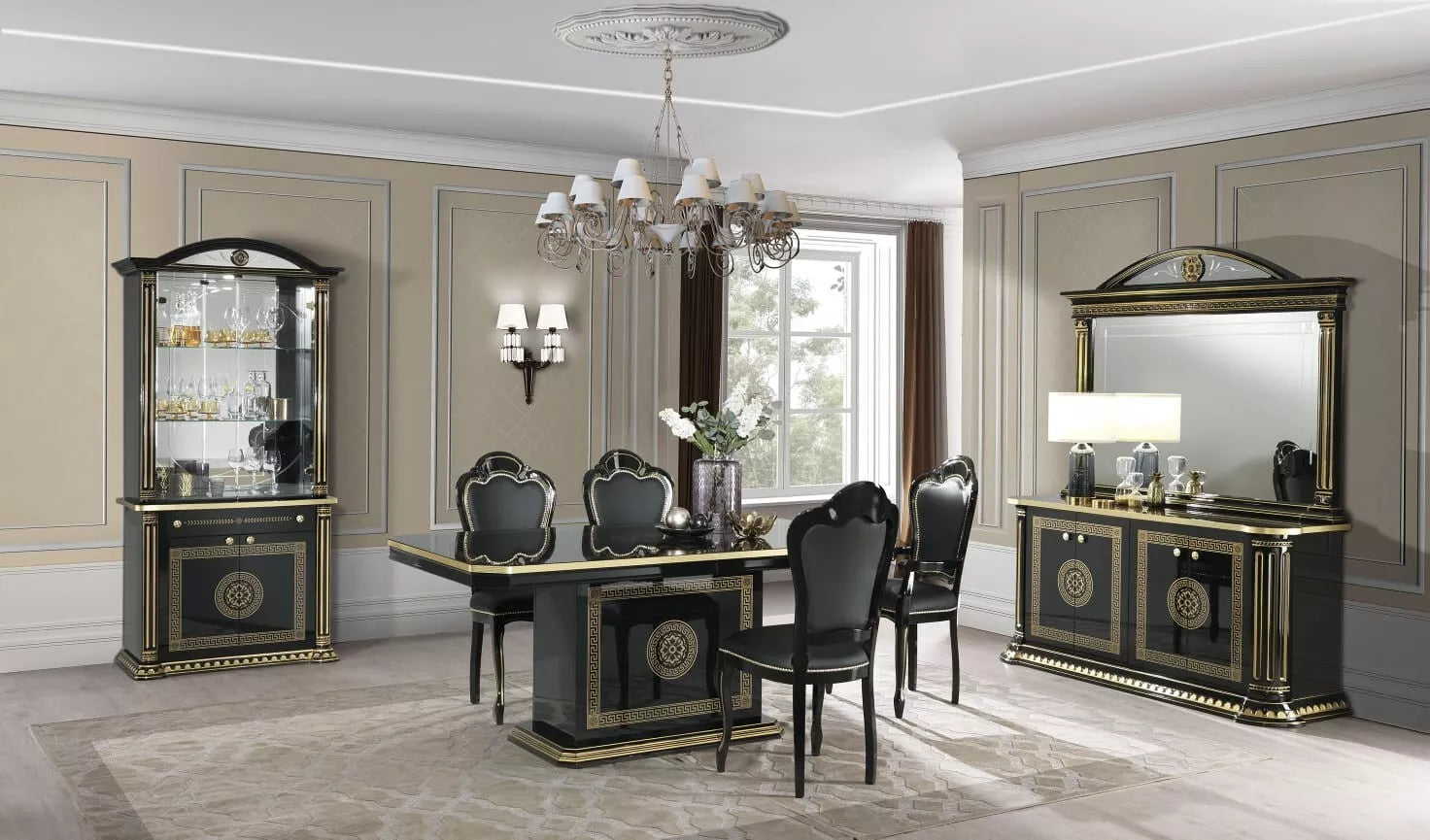 New Design Rosella Italian H-Gloss Black/Gold Buffet Sideboard Unit H2O Design