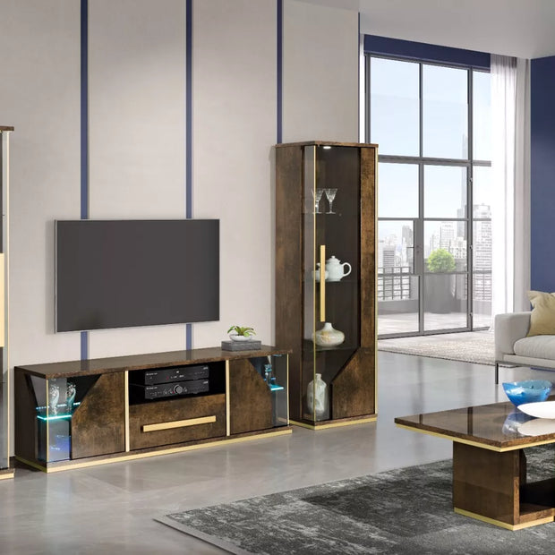 New Modern Desire Italian Coffee Table in Bronze & Gold Finish H2O Design