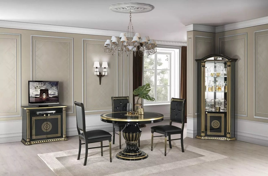 NEW ROSELLA VERSA DESIGN ITALIAN HIGH GLOSS BLACK & GOLD COFFEE TABLE H2O DESIGN