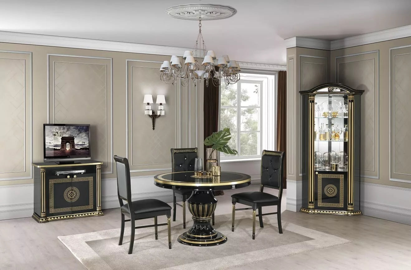 NEW ROSELLA VERSA DESIGN ITALIAN HIGH GLOSS BLACK & GOLD COFFEE TABLE H2O DESIGN