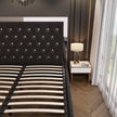 London Ottoman Storage Plush Velvet Mirror Headboard + USB Charging Port